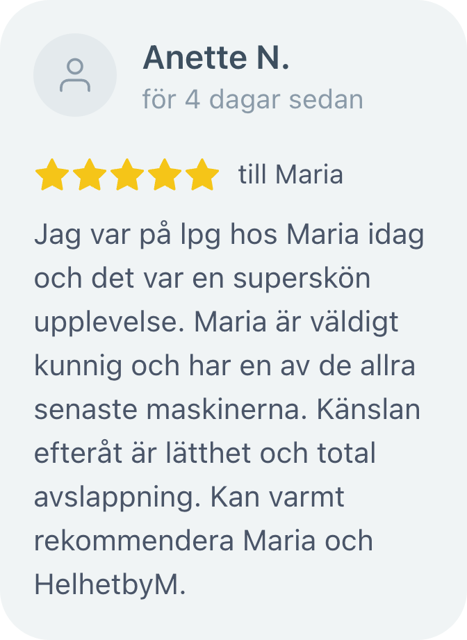 Omdöme från Anette N. på Bokadirekt